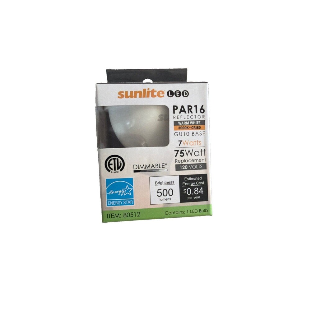 Sunlite 80516 LED PAR16 GU10 Dimmable Bulb 7W 75W Equivalent 4000K Cool White